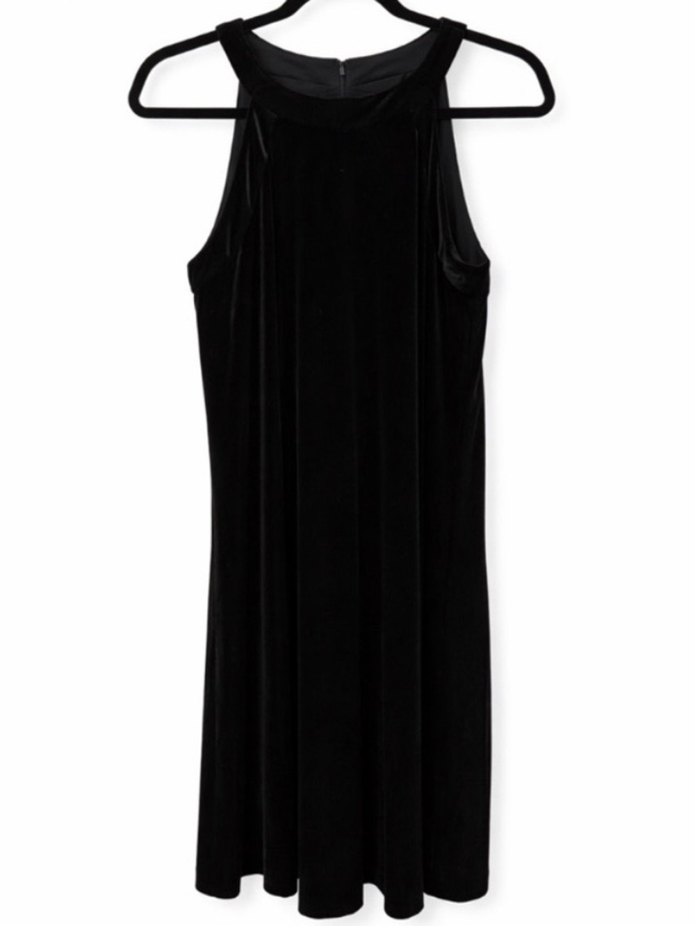 Betsey Johnson Black Velvet High Neck Mini Dress A Line Sleevless Size 10